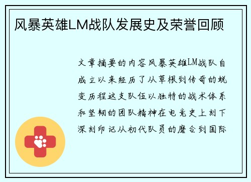 风暴英雄LM战队发展史及荣誉回顾